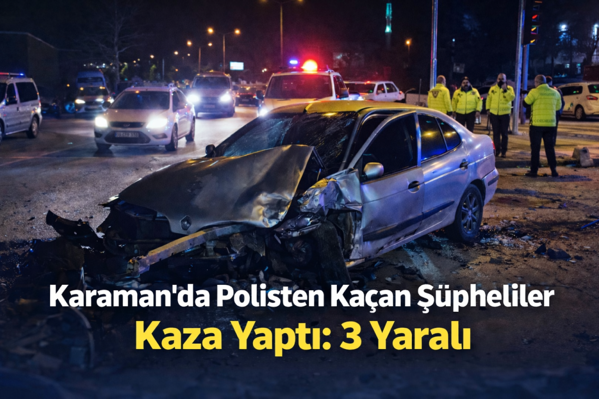 Karaman’da Polisten Kaçan Şüpheliler Kaza Yaptı: 3 Yaralı