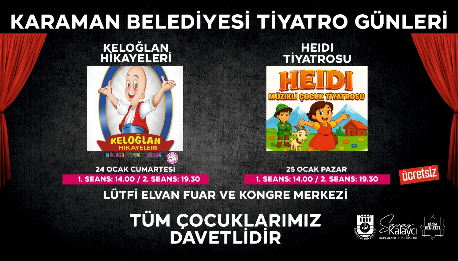 Karaman Belediyesi’nden Çocuklara Ücretsiz Tiyatro Şöleni