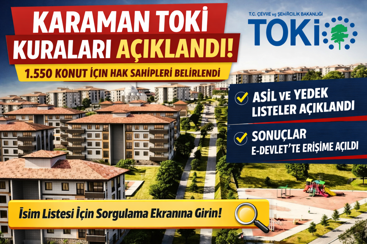 Karaman TOKİ Kura Sonuçları Açıklandı: 1.550 Konut İçin Hak Sahipleri Belli Oldu